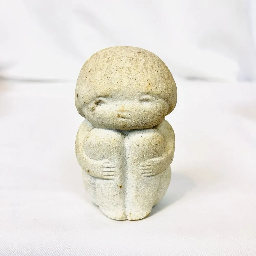 Vintage MarBell Stone Art Belgium Seated Figure Modernist Sculpture MCM